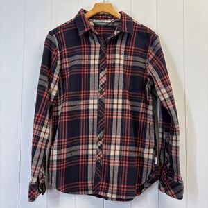 Mens Western Cabin Plaid Flannel Button Down Shirt Size M Cowboy Rugged Workwear